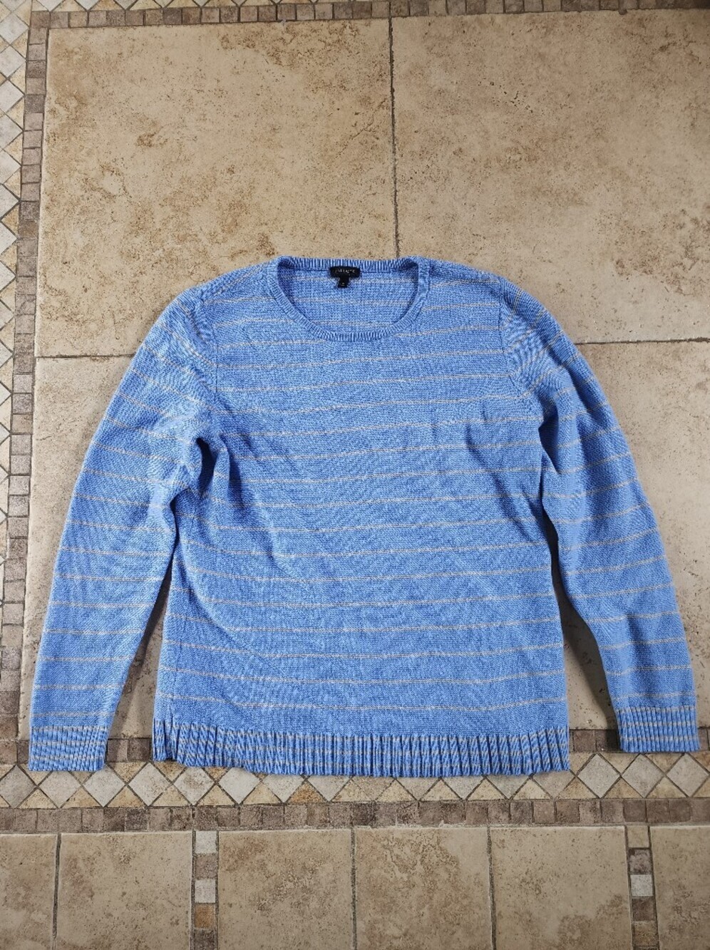 Talbots Light Blue Striped Crewneck Sweater